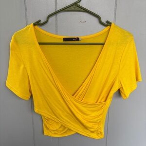 Yellow Wrap Crop Top
